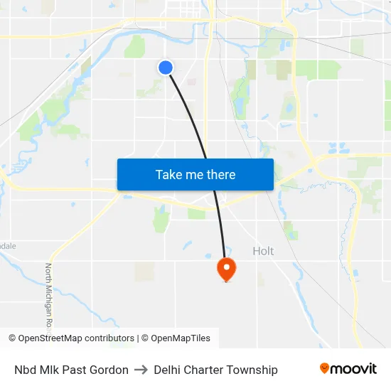 Nbd Mlk Past Gordon to Delhi Charter Township map