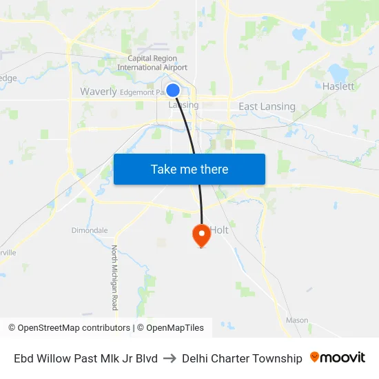 Ebd Willow Past Mlk Jr Blvd to Delhi Charter Township map
