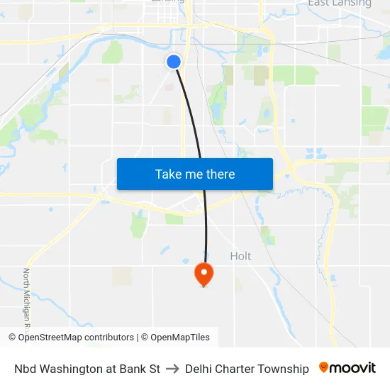 Nbd Washington at Bank St to Delhi Charter Township map