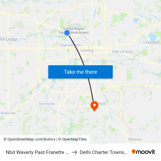 Nbd Waverly Past Franette Rd to Delhi Charter Township map