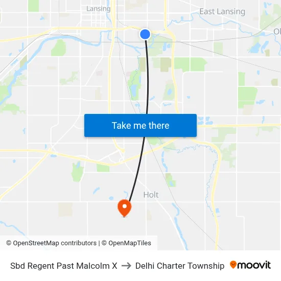 Sbd Regent Past Malcolm X to Delhi Charter Township map