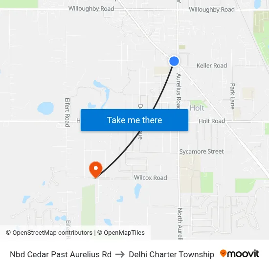 Nbd Cedar Past Aurelius Rd to Delhi Charter Township map