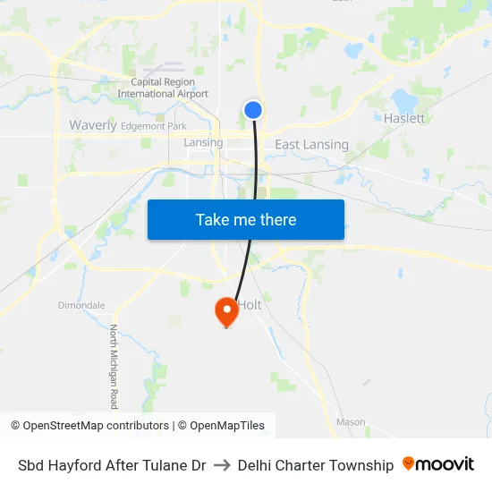 Sbd Hayford After Tulane Dr to Delhi Charter Township map