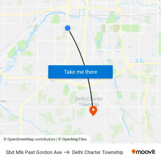 Sbd Mlk Past Gordon Ave to Delhi Charter Township map