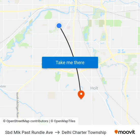Sbd Mlk Past Rundle Ave to Delhi Charter Township map