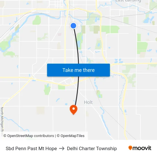 Sbd Penn Past Mt Hope to Delhi Charter Township map
