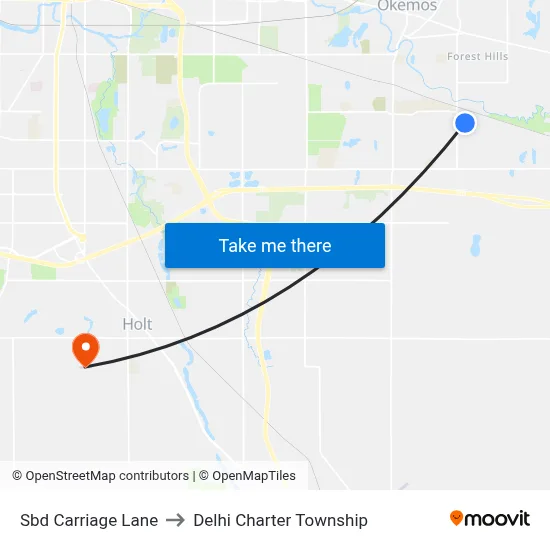 Sbd Carriage Lane to Delhi Charter Township map