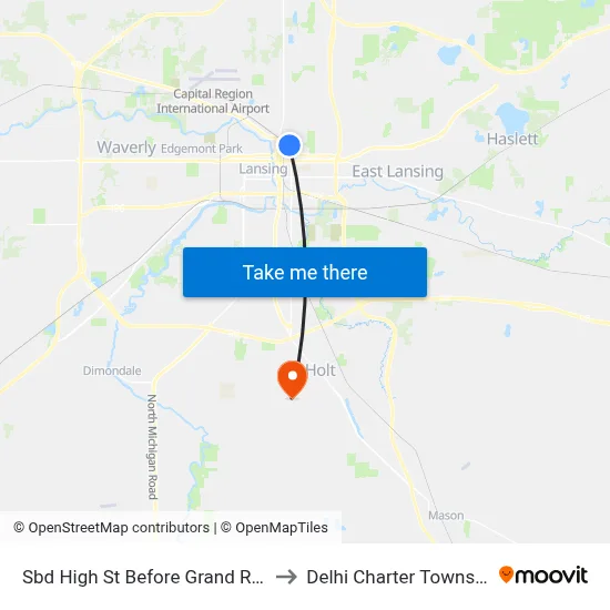 Sbd High St Before Grand River to Delhi Charter Township map