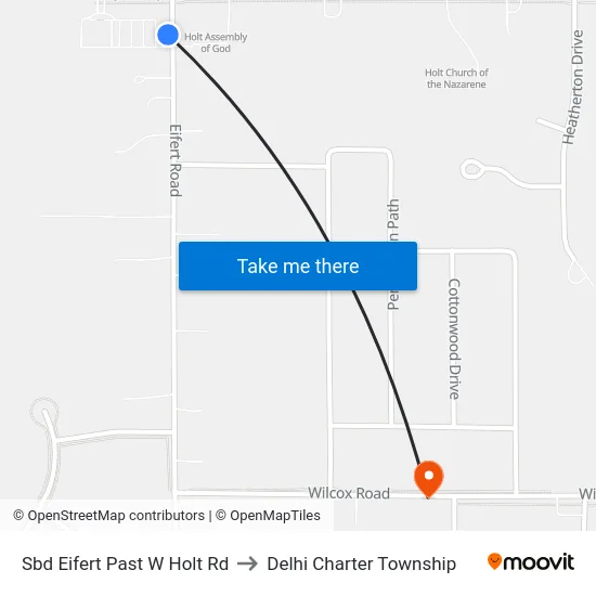 Sbd Eifert Past W Holt Rd to Delhi Charter Township map
