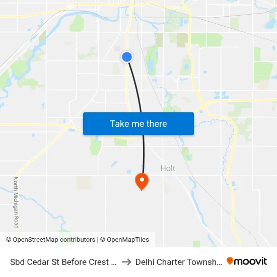 Sbd Cedar St Before Crest St to Delhi Charter Township map
