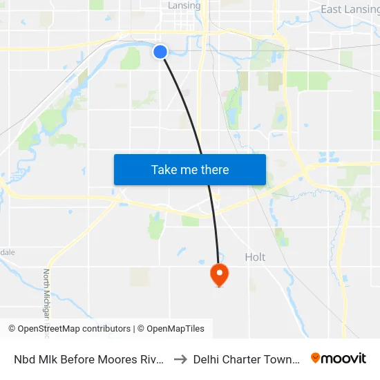 Nbd Mlk Before Moores River Dr to Delhi Charter Township map