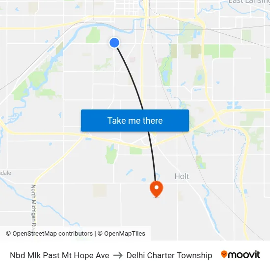 Nbd Mlk Past Mt Hope Ave to Delhi Charter Township map