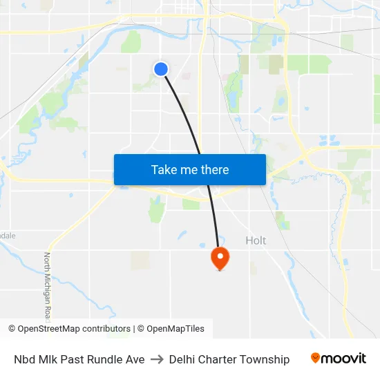 Nbd Mlk Past Rundle Ave to Delhi Charter Township map