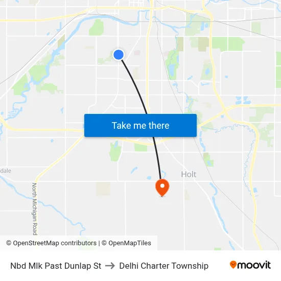 Nbd Mlk Past Dunlap St to Delhi Charter Township map