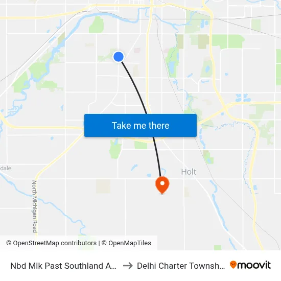 Nbd Mlk Past Southland Ave to Delhi Charter Township map