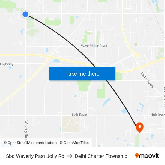 Sbd Waverly Past Jolly Rd to Delhi Charter Township map