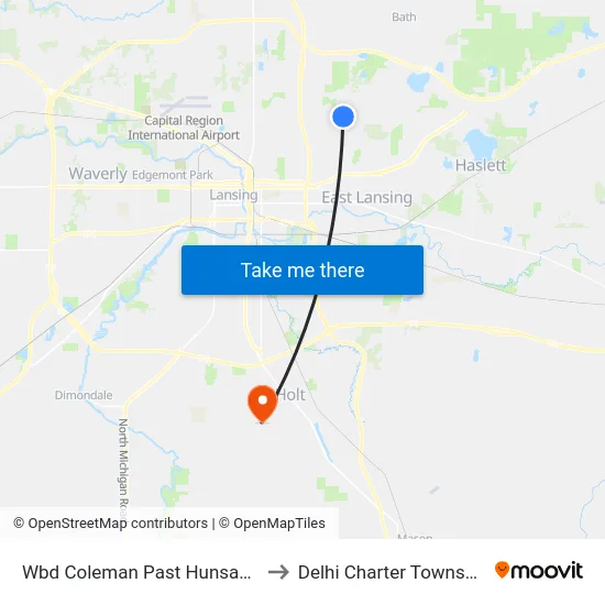Wbd Coleman Past Hunsaker to Delhi Charter Township map