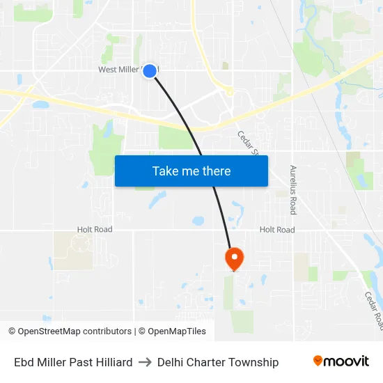 Ebd Miller Past Hilliard to Delhi Charter Township map