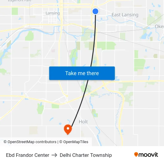 Ebd Frandor Center to Delhi Charter Township map