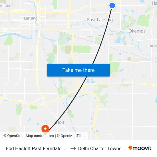Ebd Haslett Past Ferndale Ave to Delhi Charter Township map