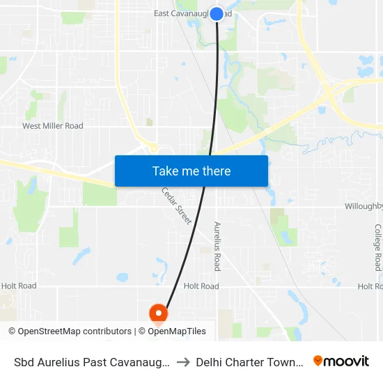 Sbd Aurelius Past Cavanaugh Rd to Delhi Charter Township map