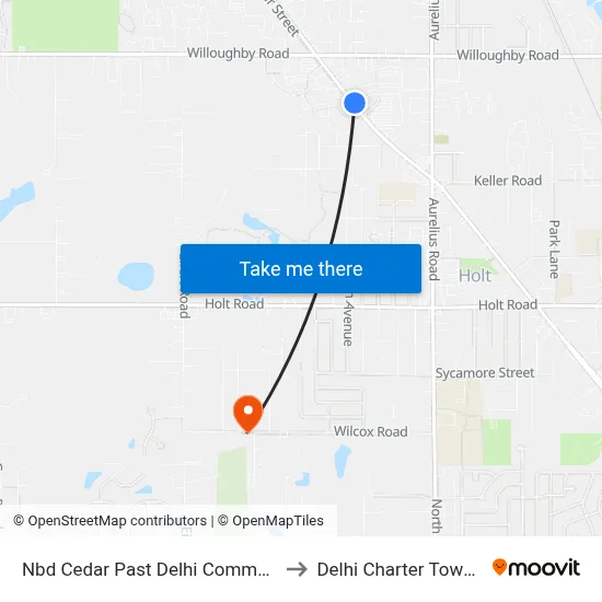 Nbd Cedar Past Delhi Commerce Dr to Delhi Charter Township map