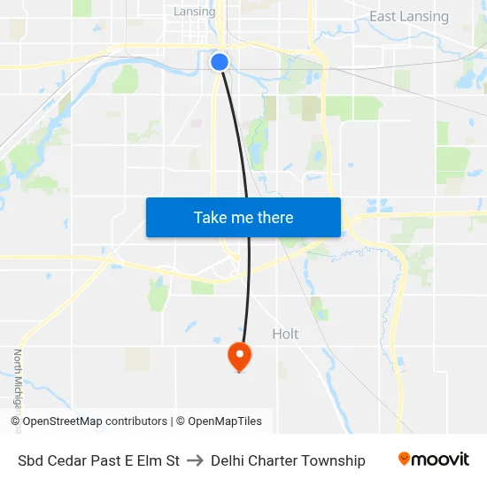 Sbd Cedar Past E Elm St to Delhi Charter Township map