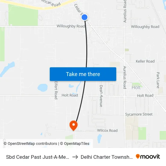 Sbd Cedar Past Just-A-Mere to Delhi Charter Township map