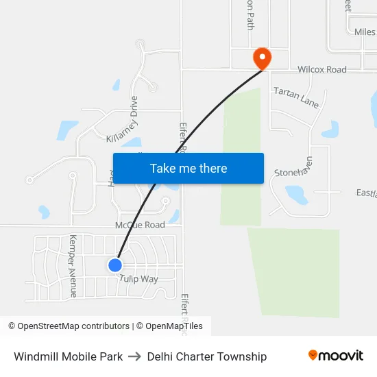 Windmill Mobile Park to Delhi Charter Township map
