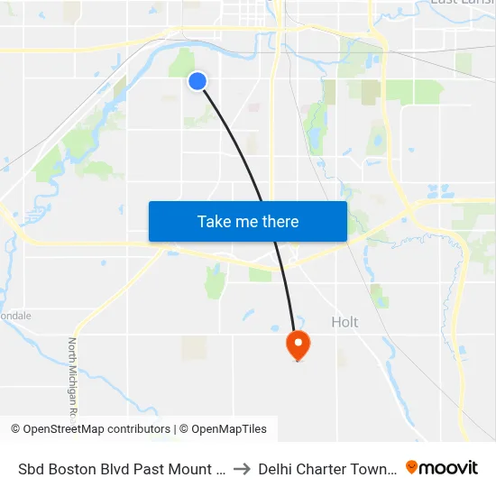 Sbd Boston Blvd Past Mount Hope to Delhi Charter Township map