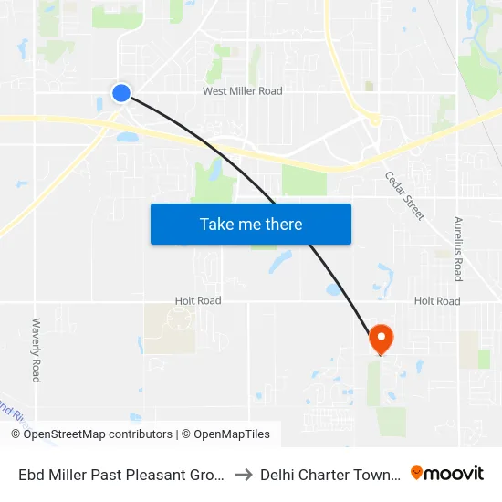 Ebd Miller Past Pleasant Grove Rd to Delhi Charter Township map