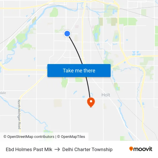 Ebd Holmes Past Mlk to Delhi Charter Township map