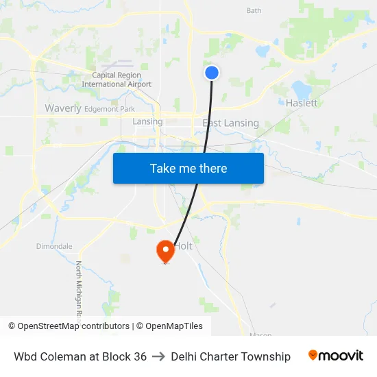 Wbd Coleman at Block 36 to Delhi Charter Township map