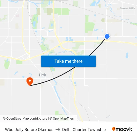 Wbd Jolly Before Okemos to Delhi Charter Township map