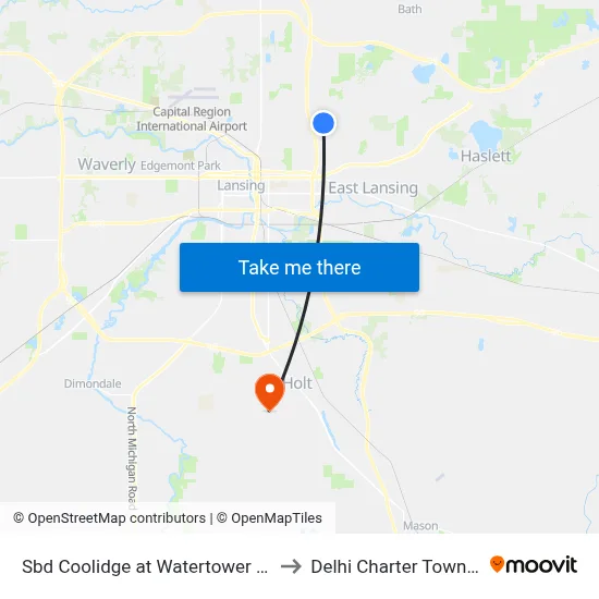 Sbd Coolidge at Watertower Place to Delhi Charter Township map