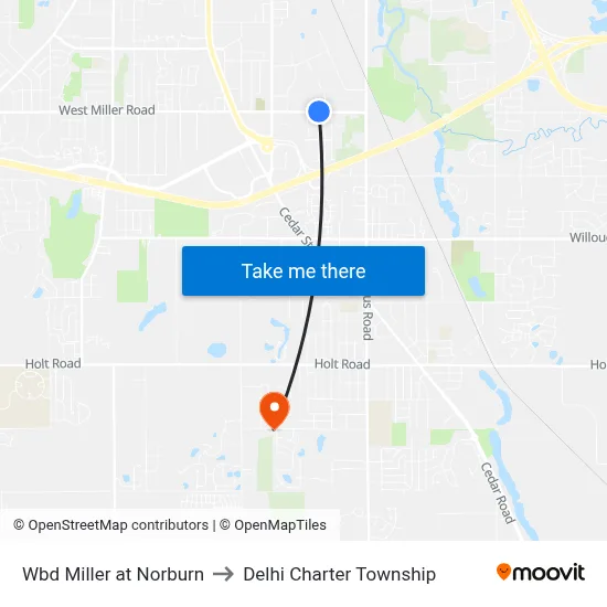 Wbd Miller at Norburn to Delhi Charter Township map