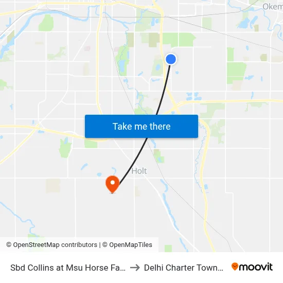 Sbd Collins at Msu Horse Farms to Delhi Charter Township map
