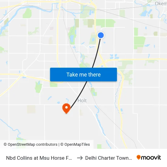 Nbd Collins at Msu Horse Farms to Delhi Charter Township map
