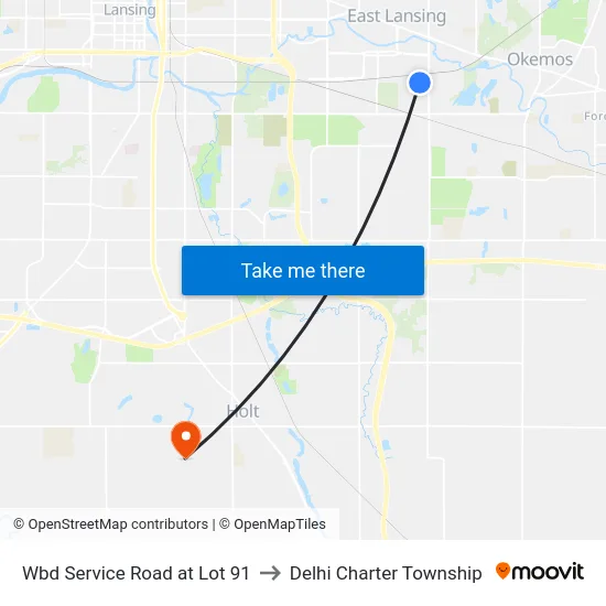 Wbd Service Road at Lot 91 to Delhi Charter Township map