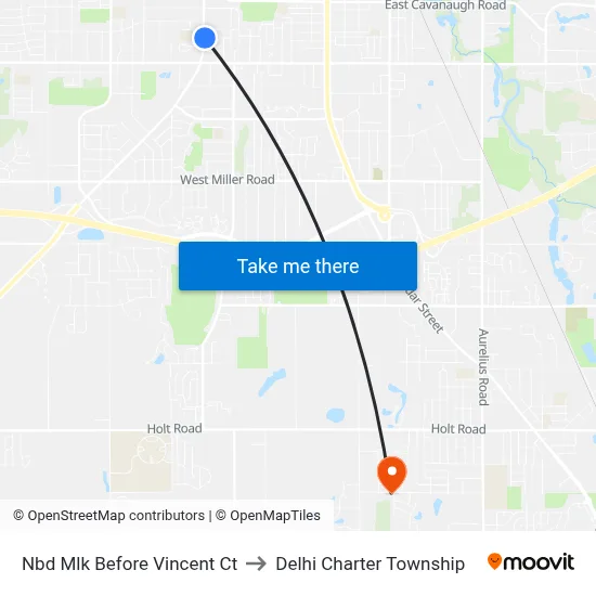 Nbd Mlk Before Vincent Ct to Delhi Charter Township map
