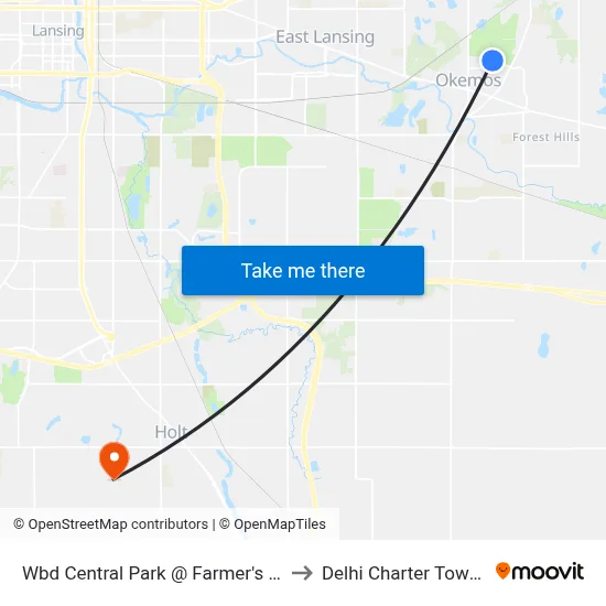 Wbd Central Park @ Farmer's Market to Delhi Charter Township map