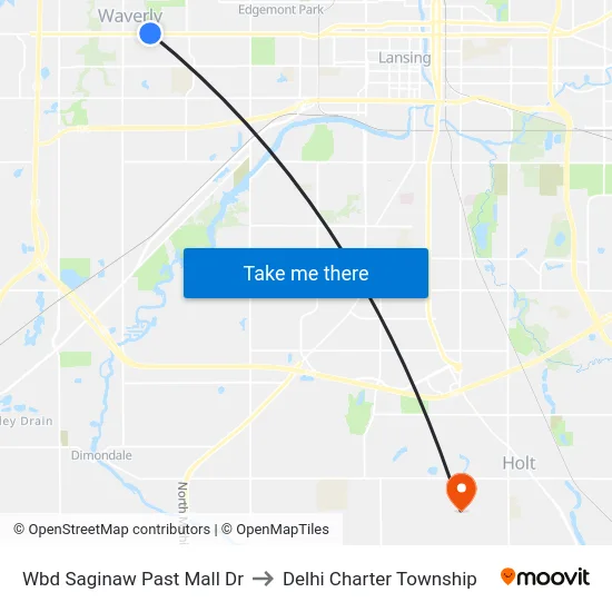 Wbd Saginaw Past Mall Dr to Delhi Charter Township map