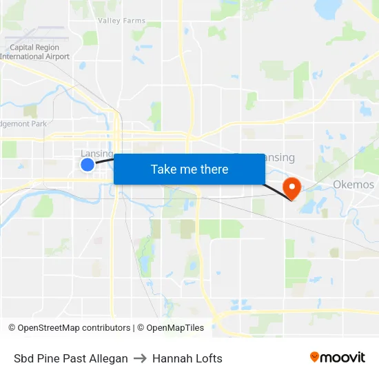 Sbd Pine Past Allegan to Hannah Lofts map