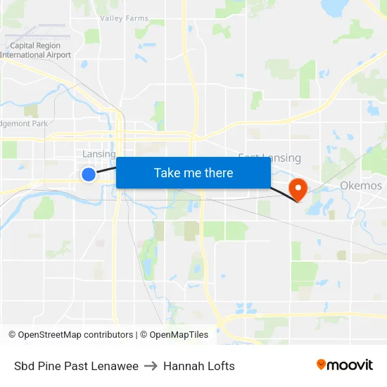 Sbd Pine Past Lenawee to Hannah Lofts map