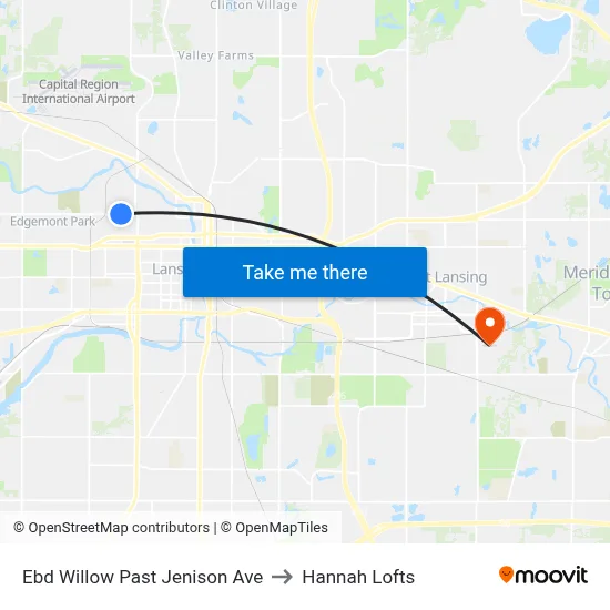 Ebd Willow Past Jenison Ave to Hannah Lofts map