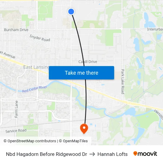Nbd Hagadorn Before Ridgewood Dr to Hannah Lofts map