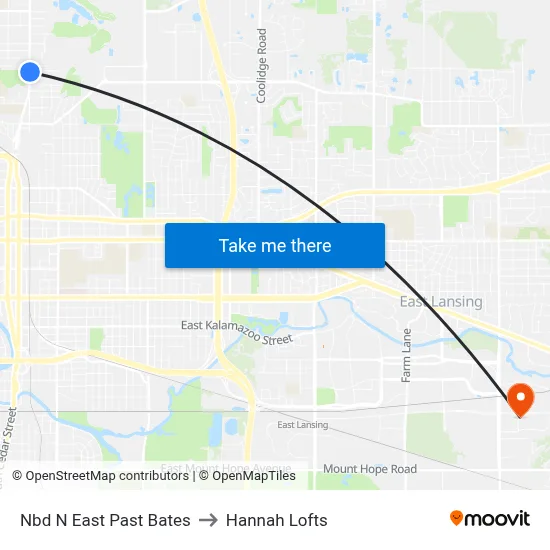 Nbd N East Past Bates to Hannah Lofts map