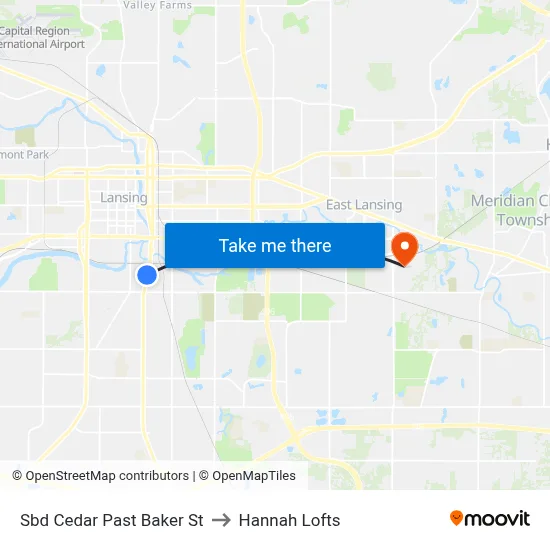 Sbd Cedar Past Baker St to Hannah Lofts map