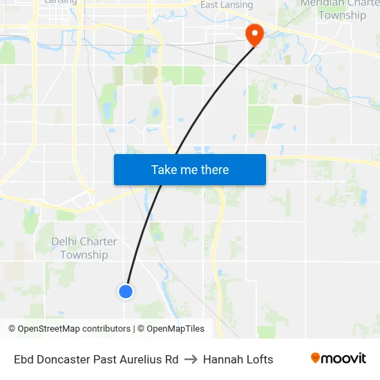 Ebd Doncaster Past Aurelius Rd to Hannah Lofts map