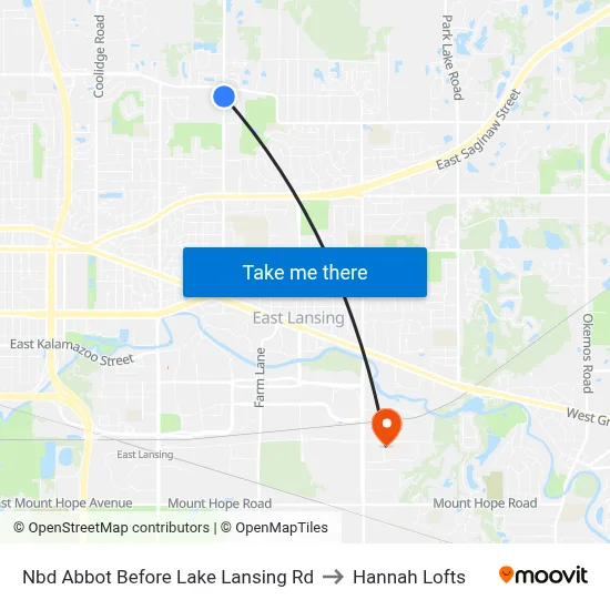 Nbd Abbot Before Lake Lansing Rd to Hannah Lofts map